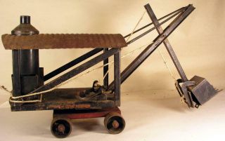 Vintage Buddy L Pressed Steel Steam Shovel Construction Toy On Wheels