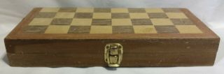 Vintage Wooden Fold Up Fold Out Chess Game with Wood Pawns Complete Set 2