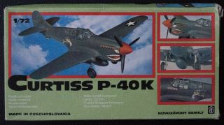 Kocozavody Semily 1:72 Scale Curtiss P - 40 K Warhawk Plastic Model Kit