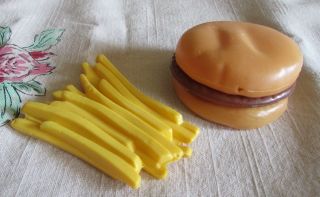 Mcdonalds Cdi Plastic Hamburger Bun French Fries Play Food
