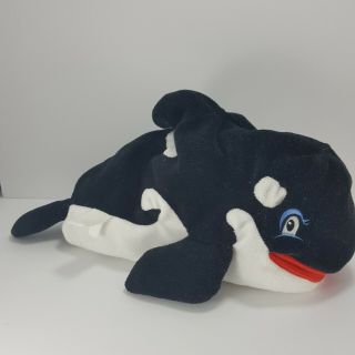 Sea World Killer Whale Shamu Orca Plush Hand Puppet Squeaker Pretend Play