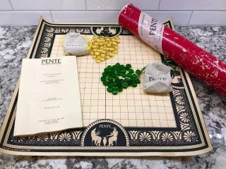 Rare Vintage Pente Game Red Tube Green & Yellow Stones Great Parker Brothers