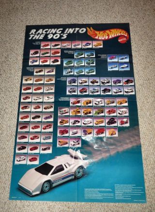 Hot Wheels 1990 Racing Into The 9os Collectors Poster