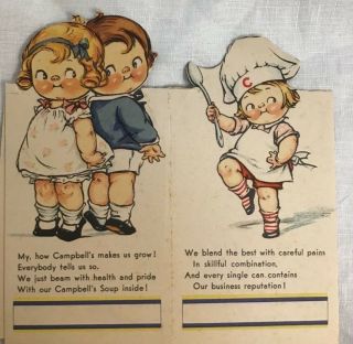 Set Of 2 Campbell Soup Bridge Tally Cards With Girl Chef And Boy And Girl