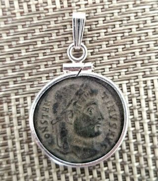 Constantine The Great Ancient Roman Coin 925 Solid Silver Pendant Charm