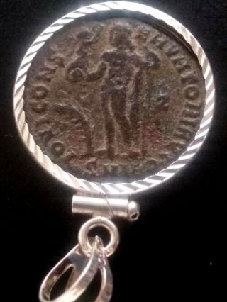 Rare Constantine Great Jupiter Authentic Ancient Roman Coin Sterling Pendant