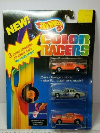 Vintage 1987 Hot Wheels Color Racers 3 Pack Pontiac,  Sheriff & Ferrari 308