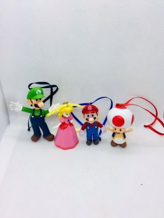 4 Nintendo Mario Luigi Princess Peach Toad Christmas Ornaments Wii Switch