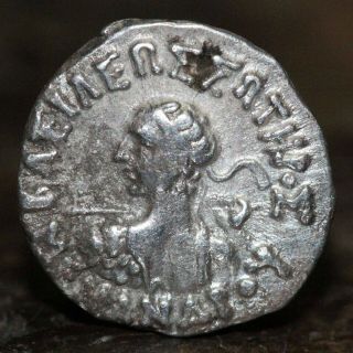Indo - Greek Menander I Silver Drachm,  2.  40g,  17mm,  About Extremely Fine