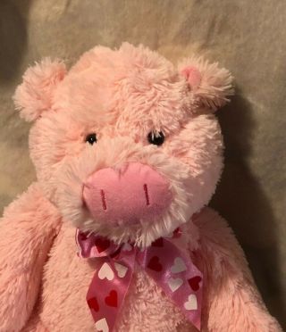 Dan Dee Pink Pig Plush Stuffed Animal Heart On Foot And Heart Ribbon Bow.  20” 2