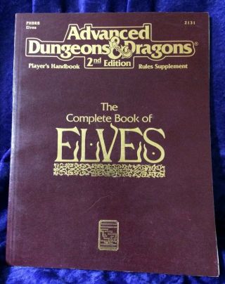 Tsr 2131 Ad&d 2nd Edition Complete Elves Handbook 1992