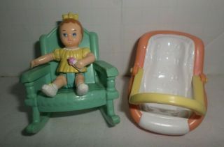 Fisher Price Loving Family Dollhouse Baby Girl Heart Rocking Chair & Car Seat