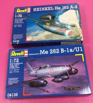 Two Revell 1/72 Kits,  He162 A - 2 & Me 262 B - 1a/u1
