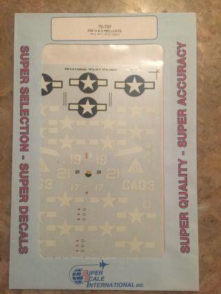 1/72 Superscale Decals F6f - 3 F6f - 5 Hellcat Vf - 2 Vf - 7 Vf - 9 Cag - 3 72 - 737