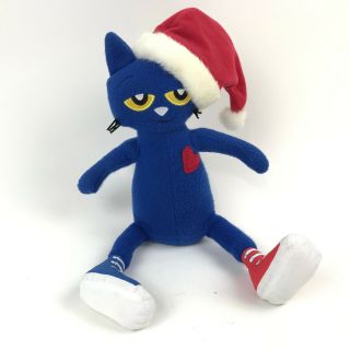 Pete The Cat Saves Christmas Blue Cat Kitty Santa Hat Stuffed Animal James Dean