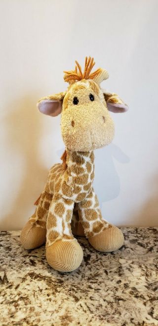 First & Main Lankydoodle Giraffe Brown Yellow Soft 15in Plush Corduroy Hooves