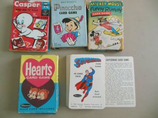 Vintage 5 Decks Childrens Ed - U - Cards Russell & Whitman Casper Mickey Mouse Etc