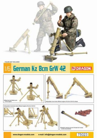 Dragon 1/6 Scale Wwii German For 12 " Soldiers Kz 8cm Grw 42 Mortar Kit 75023