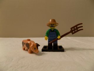 Lego Minifigure Farmer Series 15 W/pig And Pitch Fork (71011)