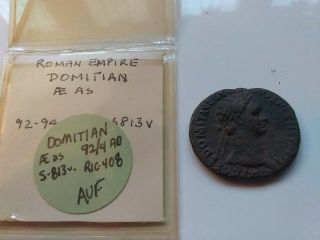Domitian.  Ad 81 - 96.  Æ As.  Rome.  Struck Ad 92 - 94.