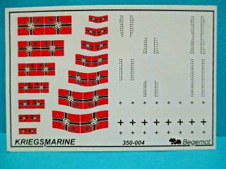 Begemot 350 - 004 1/350 Wwii Kriegsmarine Flags & Markings Decals Sheet Exc