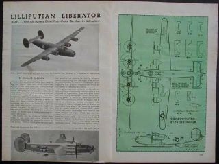 U.  S.  Airforce B - 24 Bomber Plane 1945 How - To Build Plans Wood