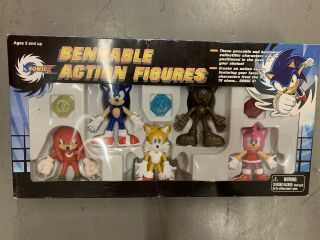 Sonic X 3 " Sonic The Hedgehog Tails Knuckles Amy Bendable Figure Set