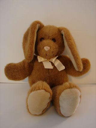 Dakin Vintage Brown Easter Bunny Rabbit Plush Lovey Stuffed Animal 1993 Pink Bow