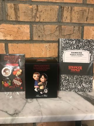 Stranger Things Limited Edition Loot Crate Pins Notebook And Statue Eleven Mike
