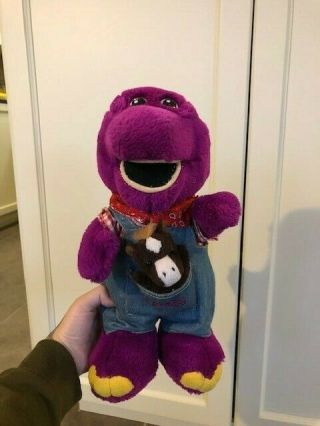 Vintage Barney The Purple Dinosaur Farm Friends Plush Toy Stuffed Animal 12” Ove