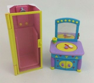 Shower Bathtub And Sink Dressing Table Dora The Explorer Dollhouse Toy Furniture