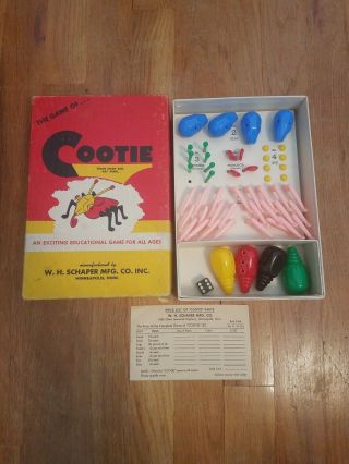 Vintage 1949 The Game Of Cootie Box W.  H.  Schafer Toy Order Form