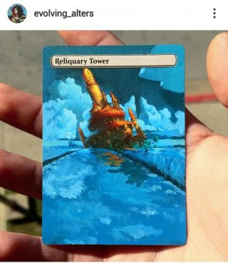 Reliquary Tower Mtg Magic The Gathering Hand Painted Altered Extended Full Art