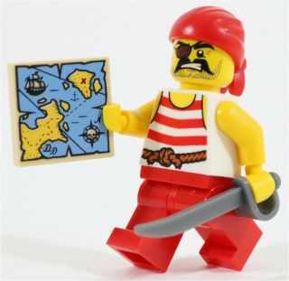 Lego Pirates Sailor Pirate Minifigure & Treasure Map - Made Of Lego