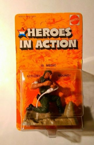 Rare Vintage 1974 Mattel Heroes In Action Medic On Unpunched Card