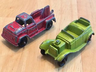 Two 1950’s (2” Long) Tootsietoy Vehicles (roadster & Tow Truck)