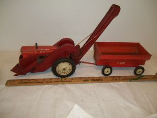Vintage 1/16 Scale Tru - Scale Tractor,  2 Row Mounted Corn Picker,  And Wagon