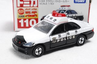 Tomica Discontinued No.  110 Toyota Crown Patrol Car 1:63 Scale Toy Car