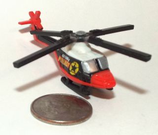 Small Micro Machine Plastic Bell 206 Helicopter In Black/red/white Marked Police