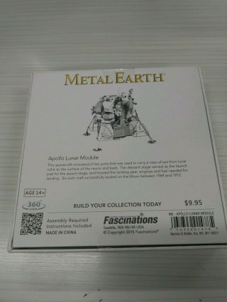 Metal Earth 3D Laser Cut Steel Puzzle Model Apollo Lunar Module open box 2