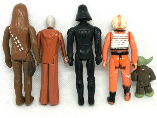 5 Vintage 1977 1980 Star Wars Figures Darth Vader Chewbacca Yoda Obi Wan Kenobi 2