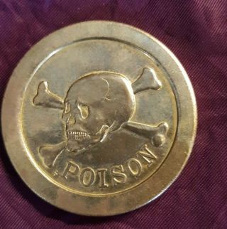 Poison Brass Metal Pog Slammer Poison Skull Bones Limited Edition Ab104