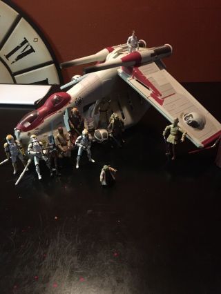Hasbro Star Wars Attack Of The Clones Republic Gunship 3.  75 " Vehicle Huge 1 - Day