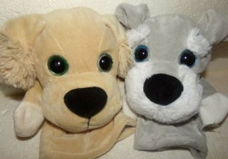 Plush Puppy Dog Hand Puppet Set Of 2 Kellytoy Schnauzer & Spaniel