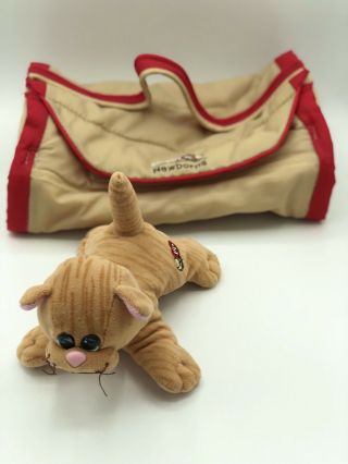 Vintage Tonka Pound Puppies Plush Toy Purries Orange Tabby Kitty Cat Carrier Euc