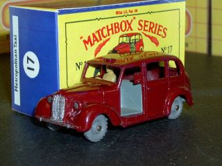 Matchbox Lesney Austin Metropolitan Taxi 17 C1 9x20gpw Grey Sc3 Nm & Crafted Box