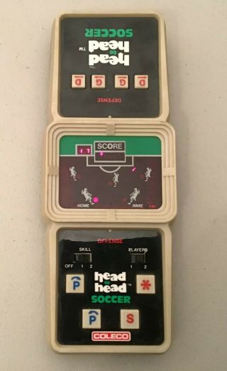 Vintage Coleco Head To Head Soccer Electronic Hand Held Game 9v Bat