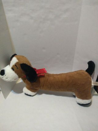 Dan Dee Large Long Tan Brown Puppy Dog Red Ribbon Bow Plush Stuffed Toy 25 " Long