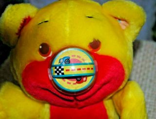 Vtg PLAYSKOOL NOSY BEAR yellow race cars PLUSH 1987 2