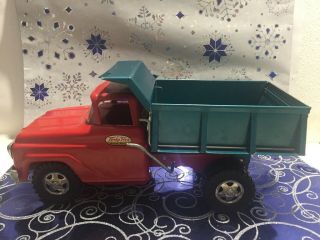 Vintage 1960’s Tonka Toys 13” Red & Blue Dump Truck Pressed Steel Exc.  Con